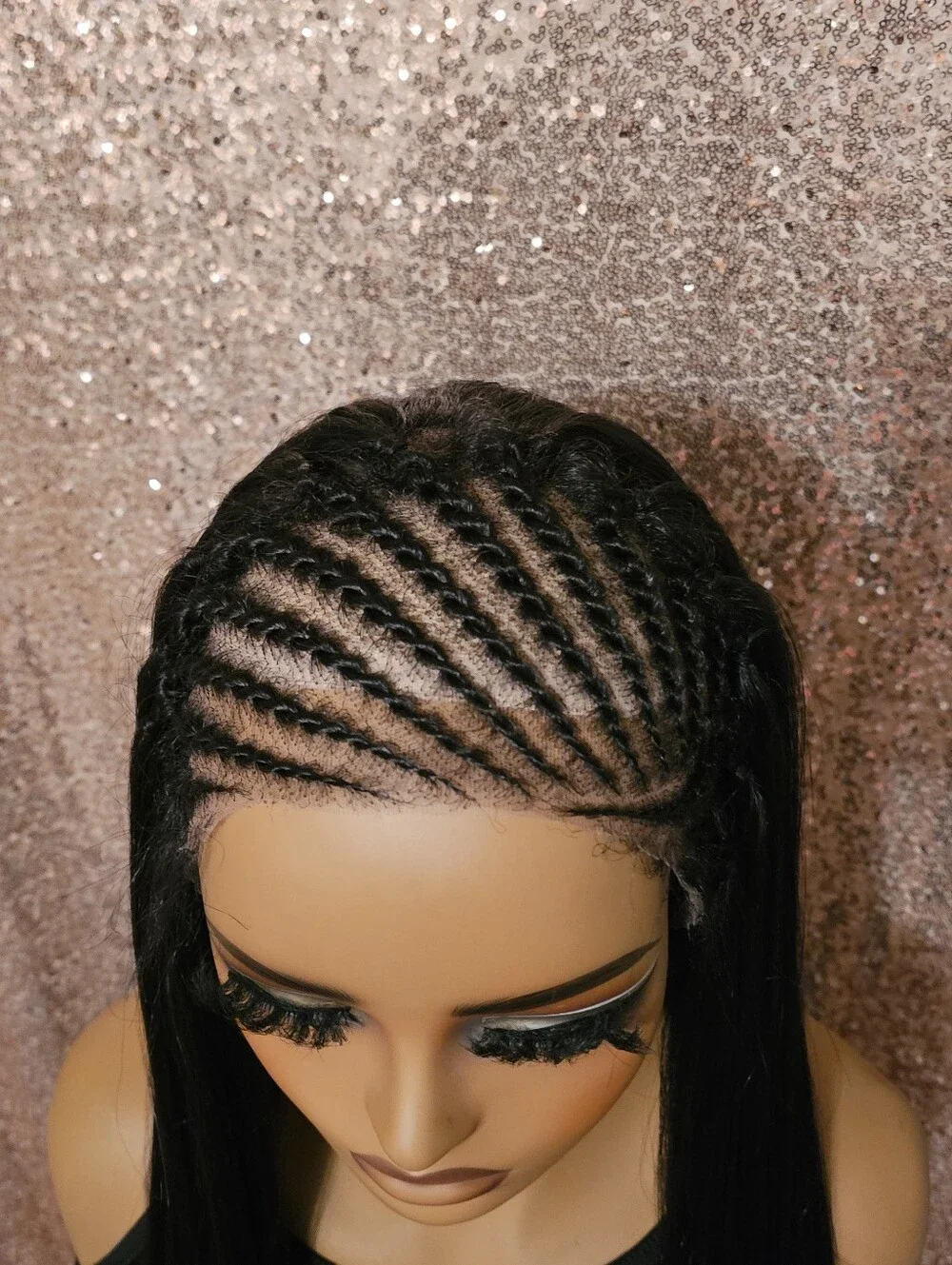 Lace Front Wig with Front Cornrow Twist